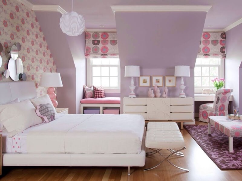 sơn phòng ngủ màu tím hồng